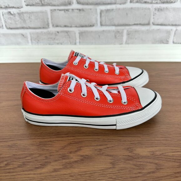 ⭐Converse ALL STAR CTAS OX Sz 11 Toddler Unisex Shoes Leather Orange Red A04425C - Picture 2 of 8